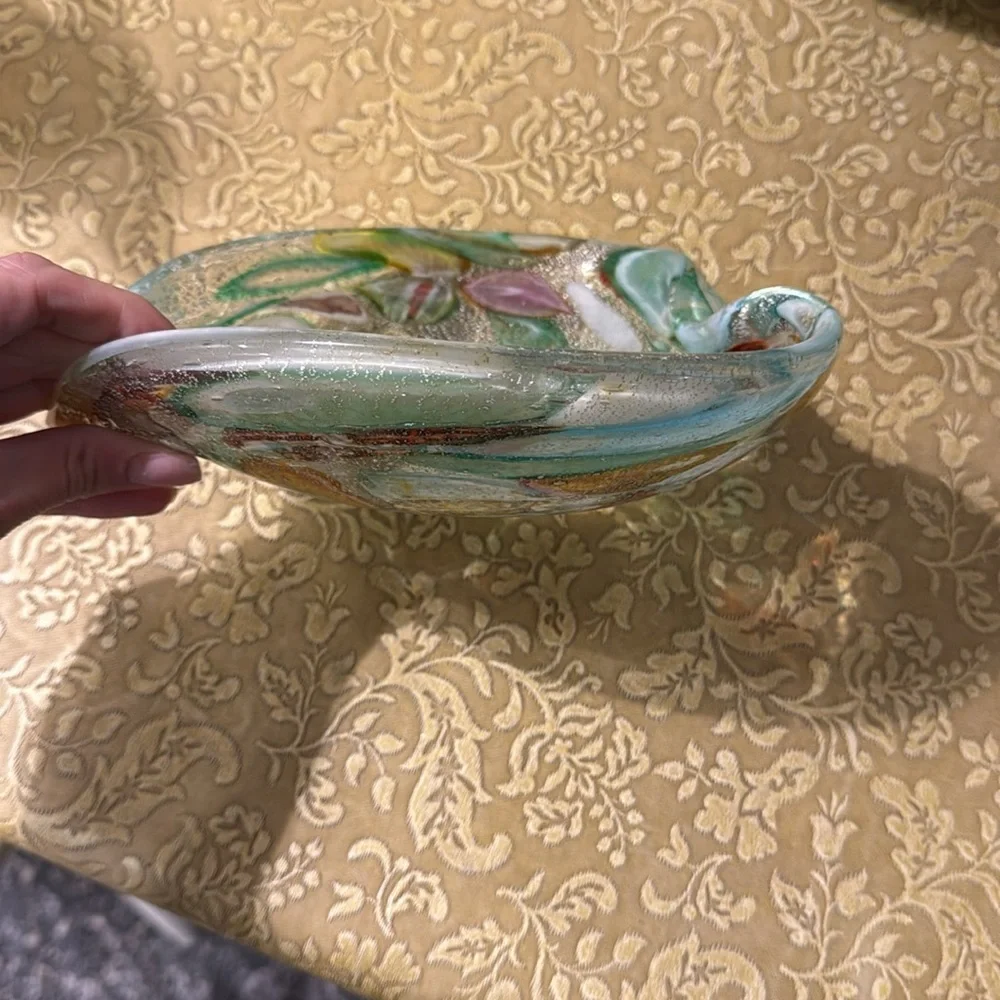 Murano Art Glass Heart Bowl – Multicolor Millefiori Bullicante Design